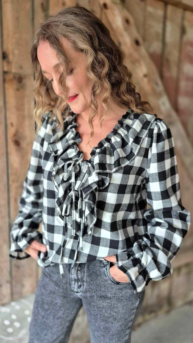 CHECK Bluse Storrutete Sjakkmønster 
