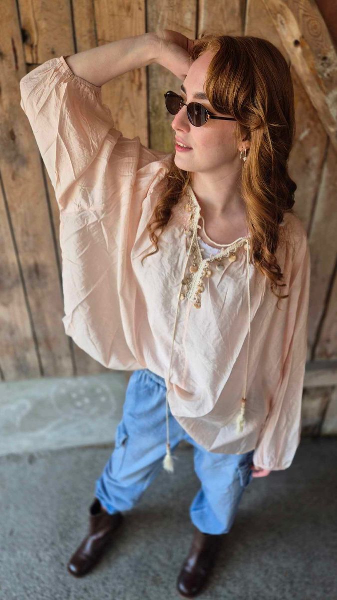  BOHO Bluse Rosa