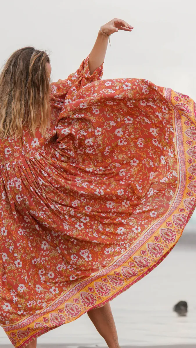 STOKKROSE Midi Sommerkjole Orange 