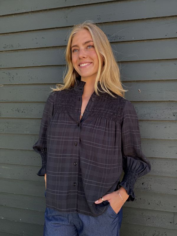 IBEN Grey Check Bluse