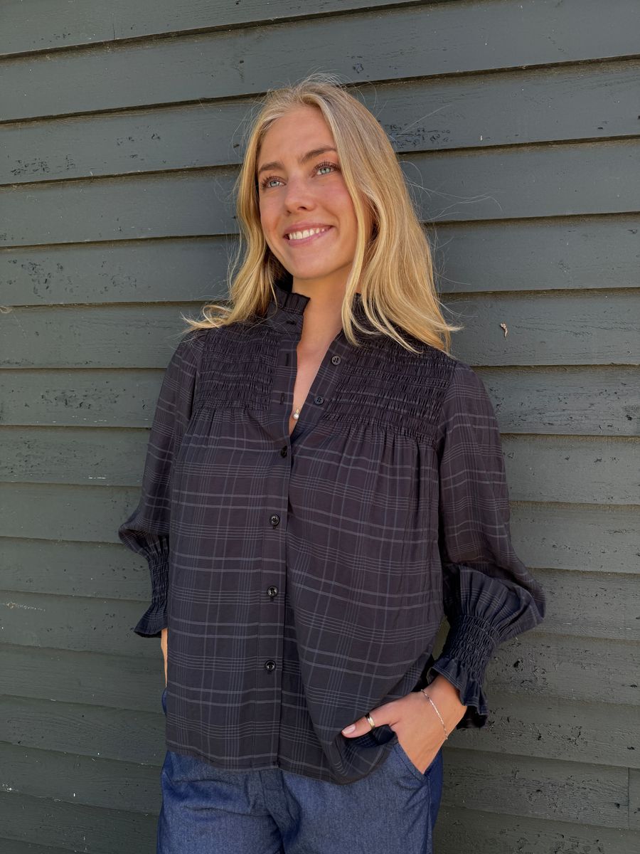 IBEN Grey Check Bluse