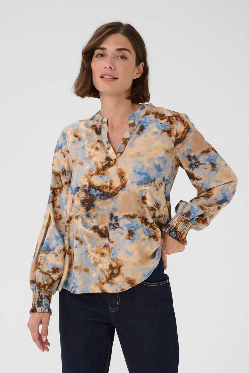 HIZZY Bluse Brown/Blue Splash