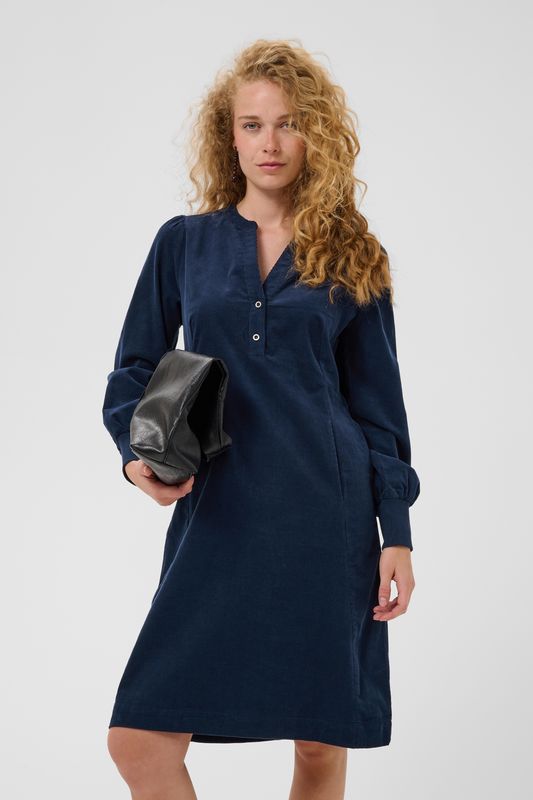RHAENA Kjole Babycord Navy Knelengde