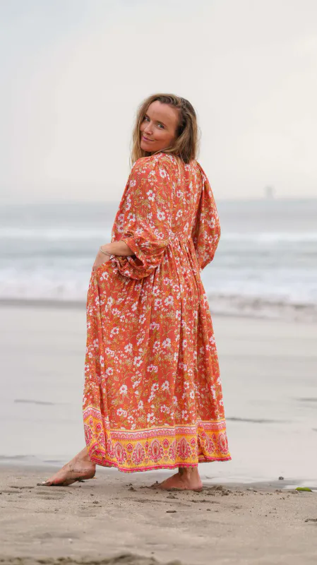 STOKKROSE Midi Sommerkjole Orange 