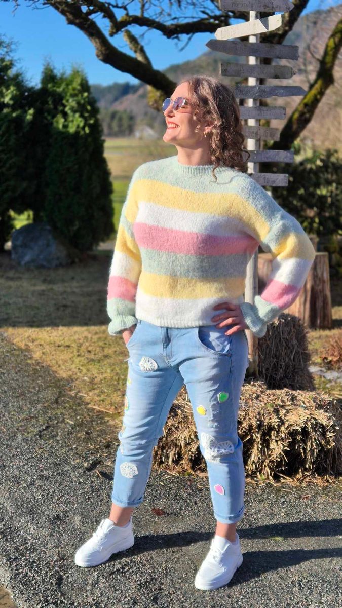 MOLLY Stripete Genser Moonbeam