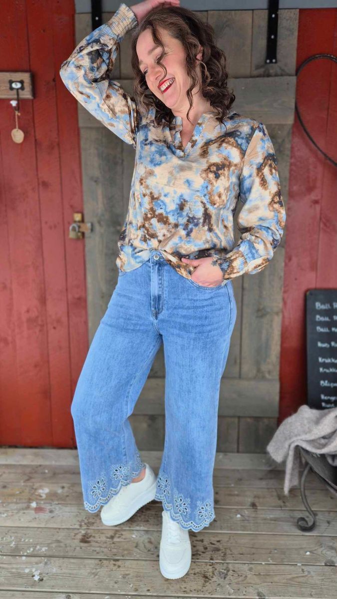 HIZZY Bluse Brown/Blue Splash