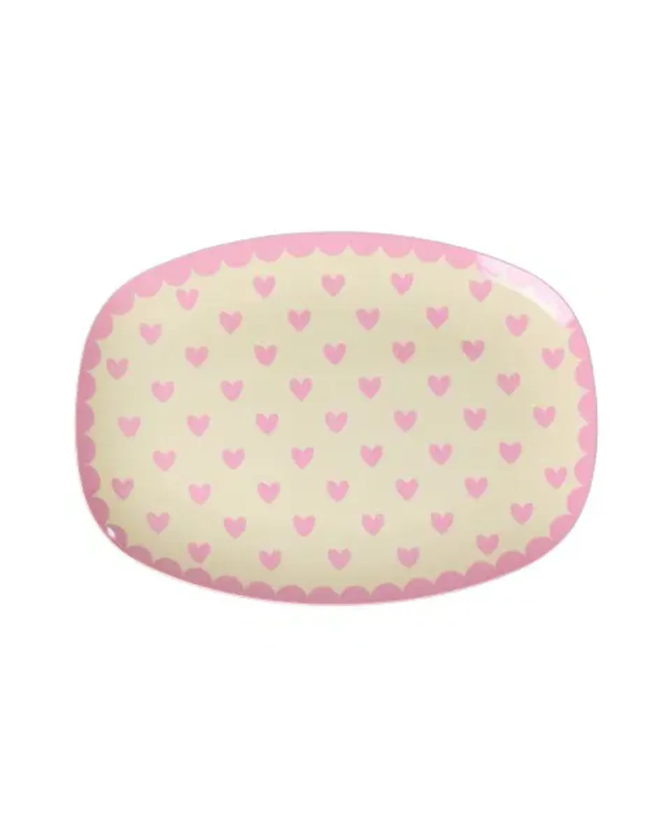 FAT Rektangel With Favorite Hearts Print - Dark Pink - Small
