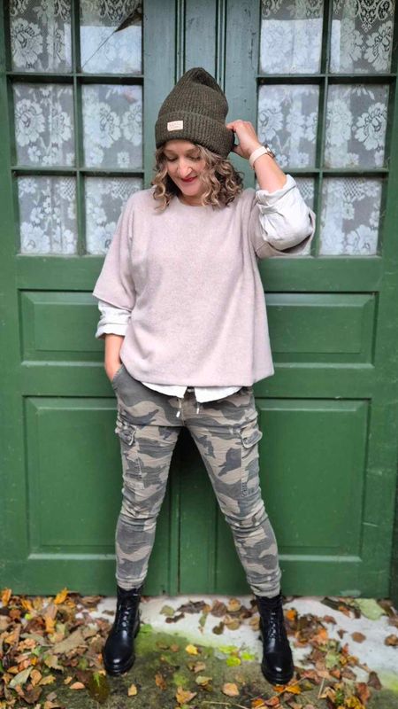 MINA Camo Bukse Beige/Grå