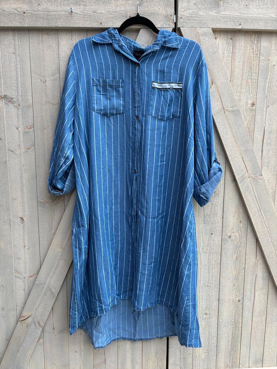 SAFINA Denim Kjole med Striper