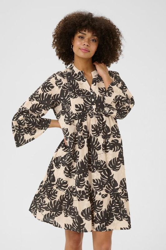 DEBORA Kjole Black Palm Leave