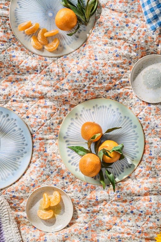 QUILT Orange og Blå Blomster22
