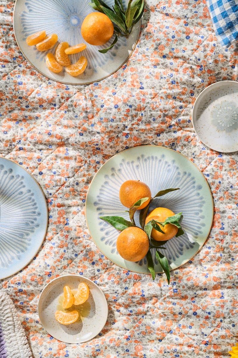 QUILT Orange og Blå Blomster22