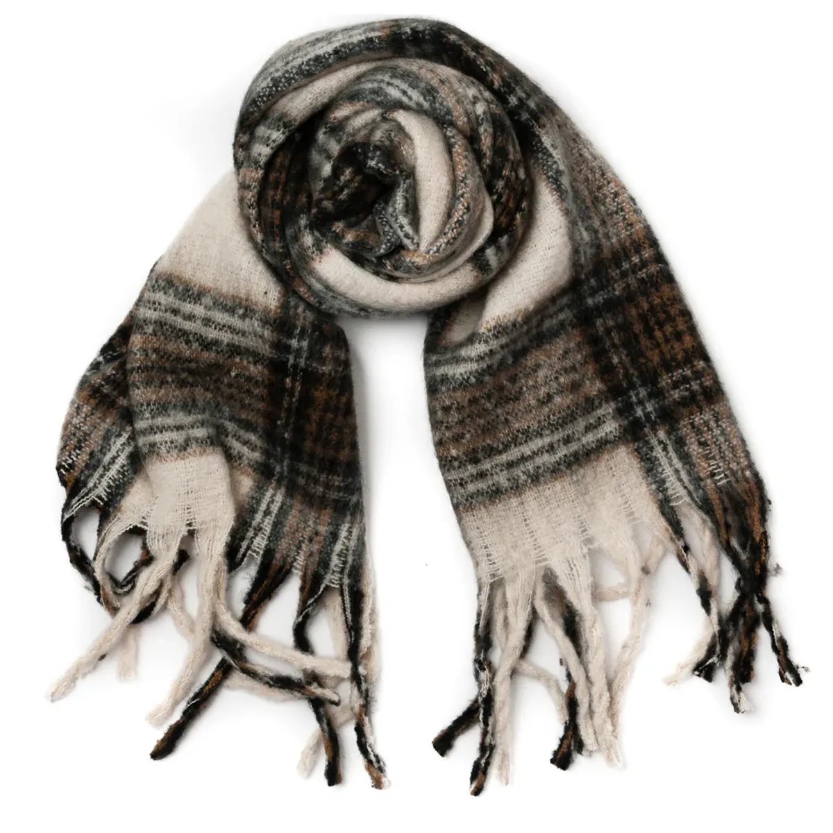 SKJERF 123 Fluffy Skjerf m Ruter Svart
