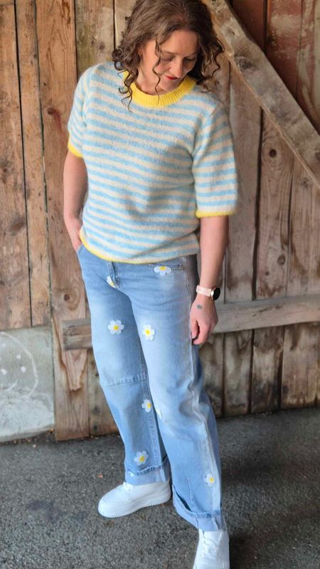 ELIDA Denim Jeans m Blomster