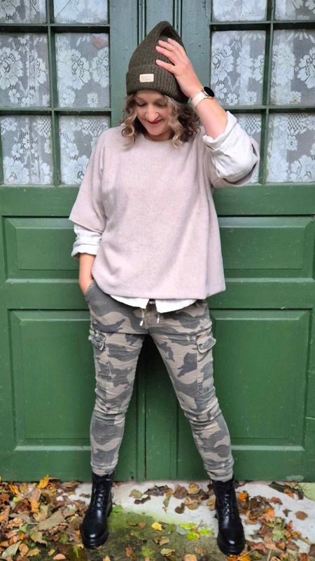 MINA Camo Bukse Beige/Grå