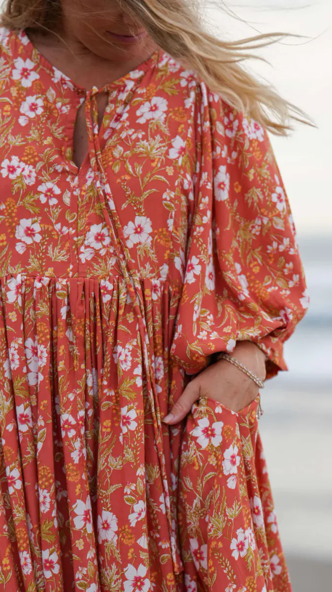 STOKKROSE Midi Sommerkjole Orange 
