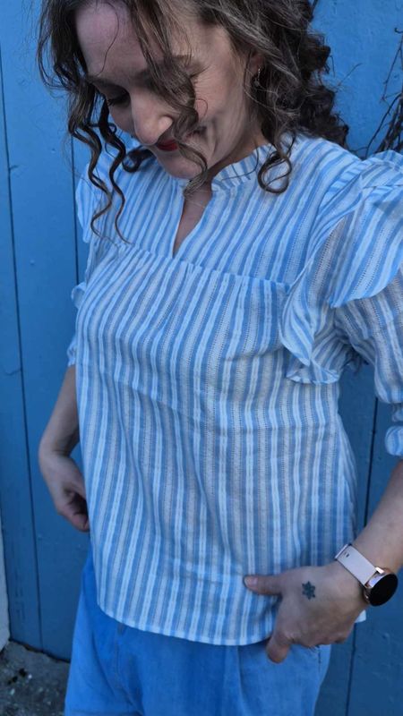 HENA Shadia Blouse Blue/White