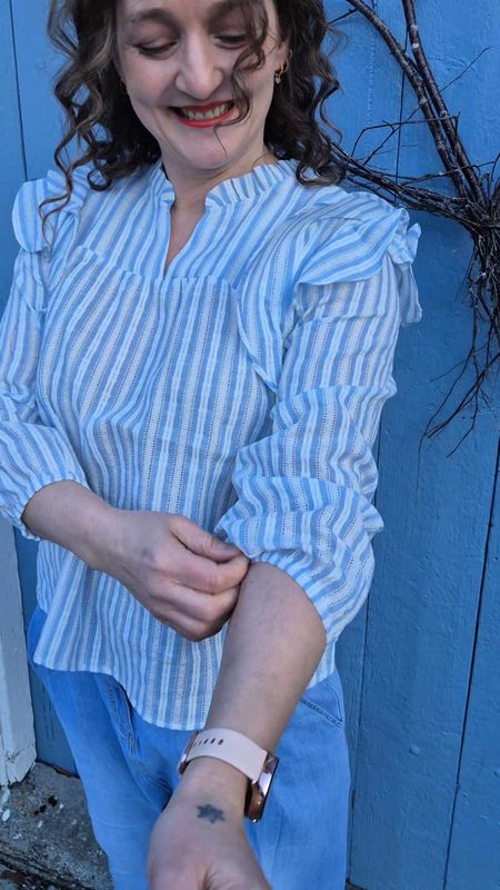 HENA Shadia Blouse Blue/White